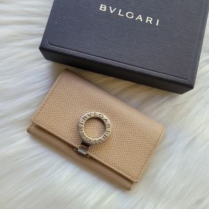 BVLGARI Beige Leather 6 Key Holder With Clip